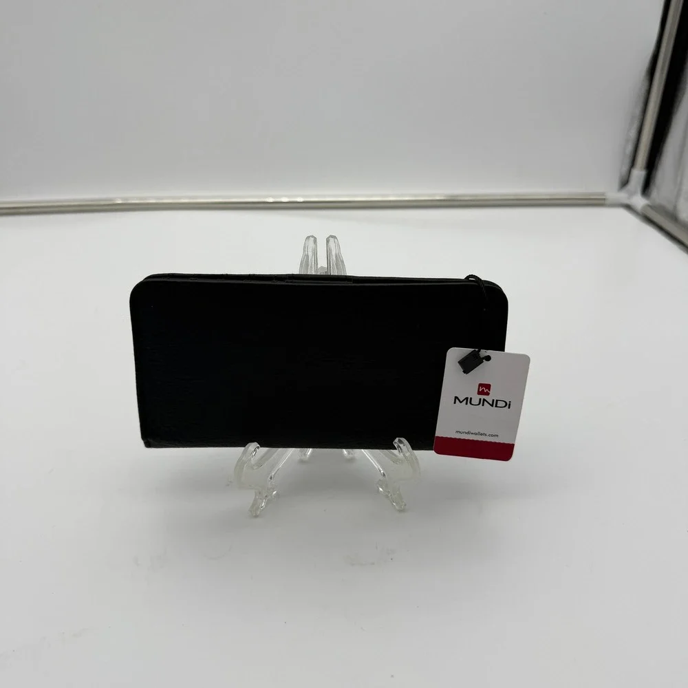 Mundi Slim Wallet Safe Keeper RFID Blocking Black Faux Leather Bifold NWT